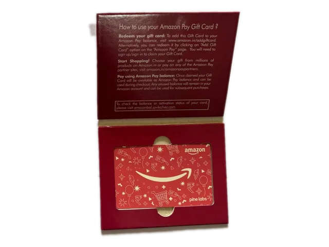 Maroon gift box with red paper Amazon gift card