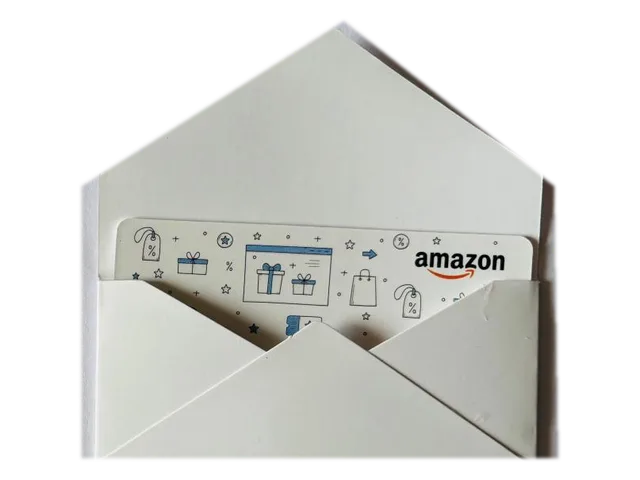 White envelope with white paper Amazon gift card