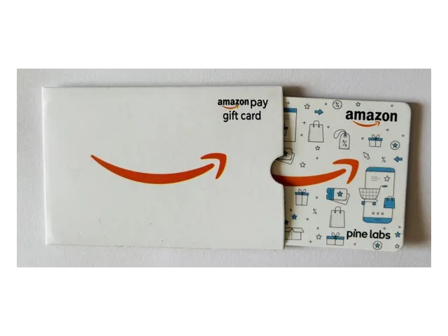 White pouch with white paper Amazon gift card
